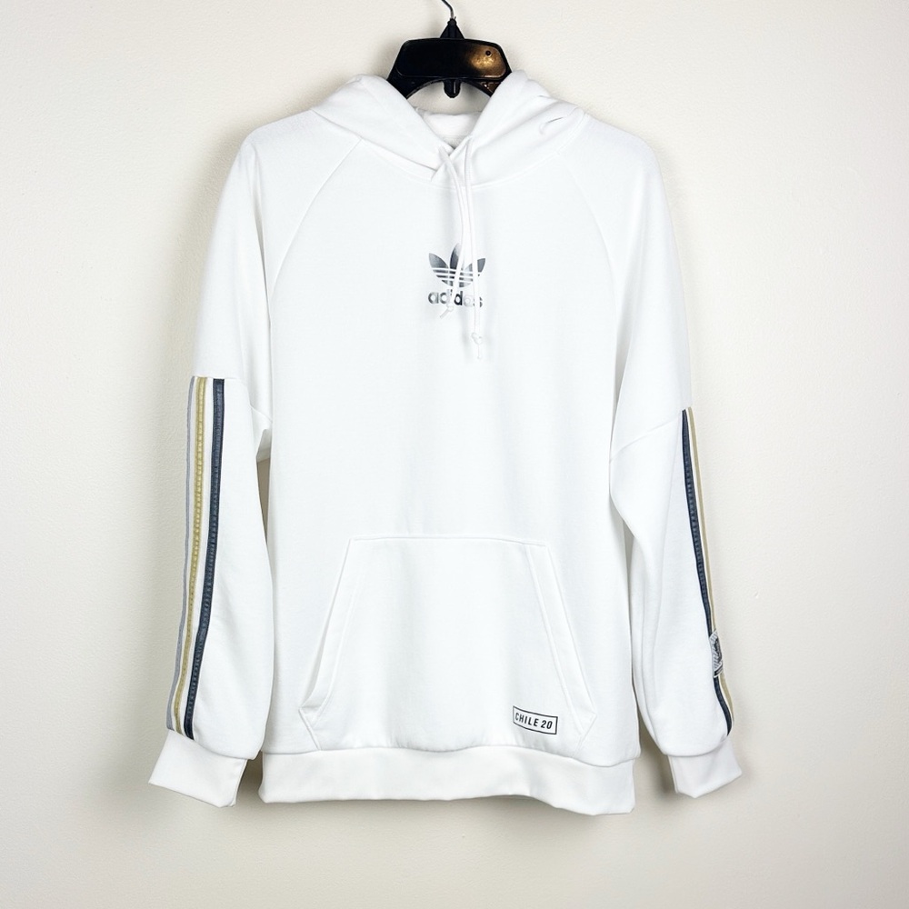 adidas Originals Chile 20 White Trefoil Hoodie Striped Sleeves (Fits M)